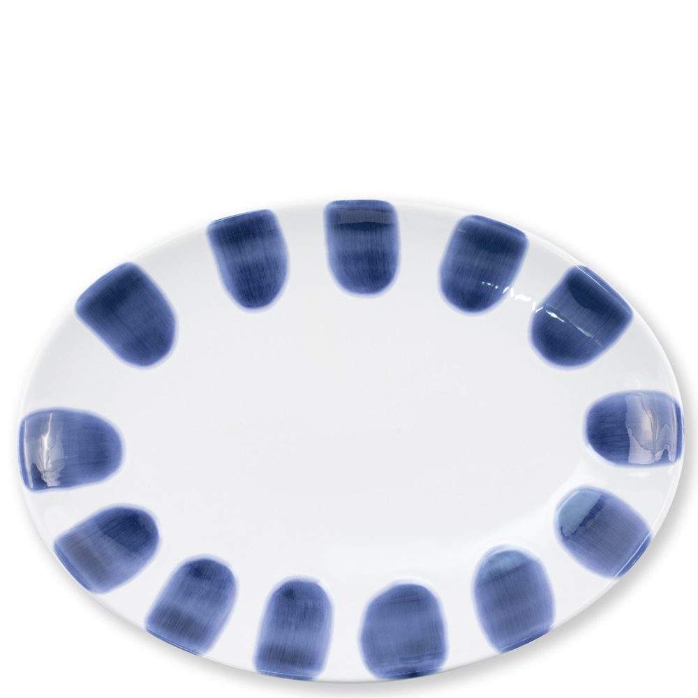 Vietri Santorini Small Oval Platter, Dot